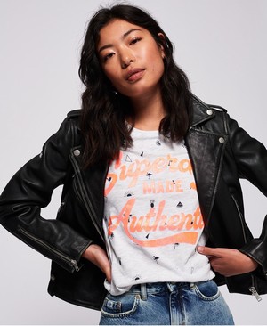 Superdry Made Authentic All Over Print Női Pólók Fehér/Narancssárga | ZQYWV8361